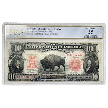 1901 $10 Bison Note, Fr. 118, PCGS 25