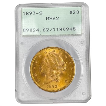 1893-S $20 Liberty Head Gold Double Eagle, PCGS OGH